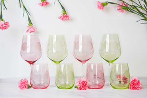 Pink Ortensia Water Glass
