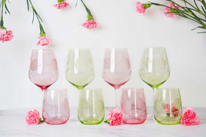 Pink Ortensia Wine Glass