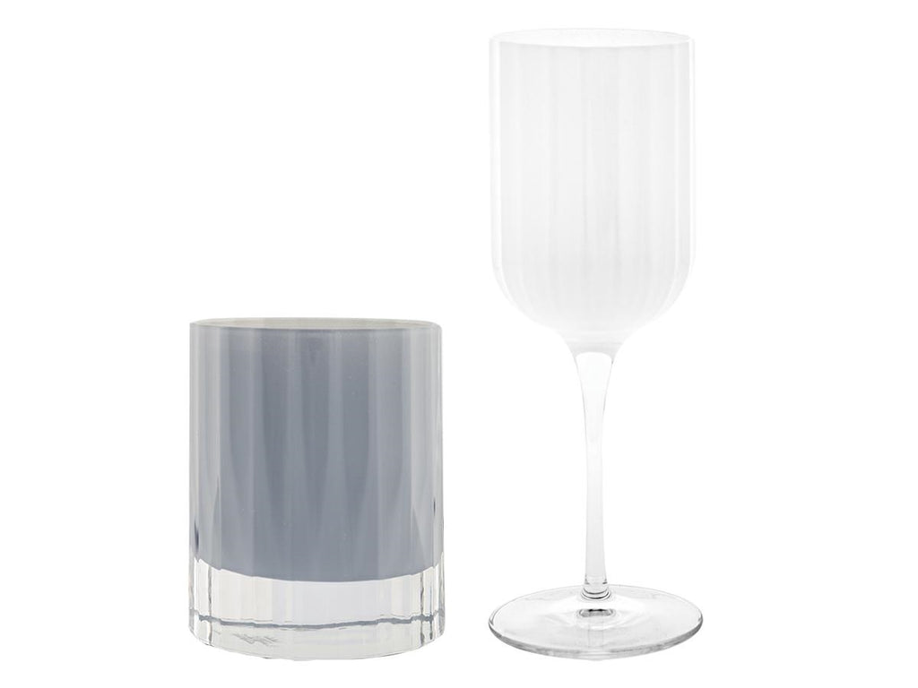 Set water glass grey + Wine glass White Botticelli