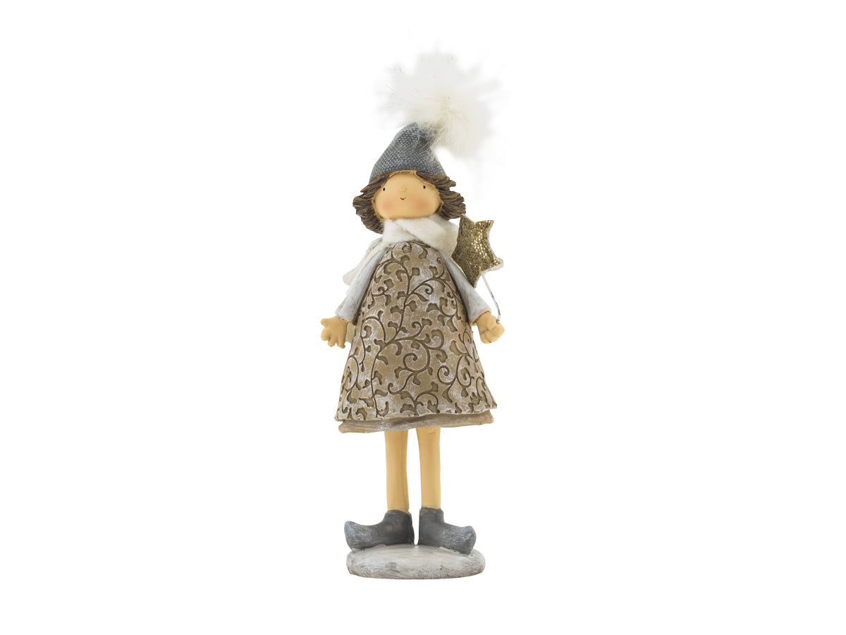 Fairy With Star And Taupe Embossed Dove-Gray Sidhe