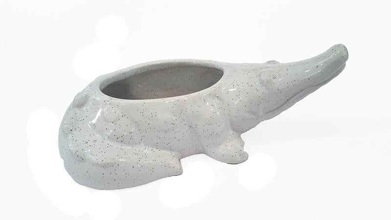 Porta piante Coccodrillo Mediterraneo bianco