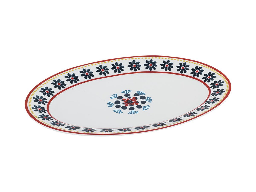 Oval Serving Plate Gardeny Red