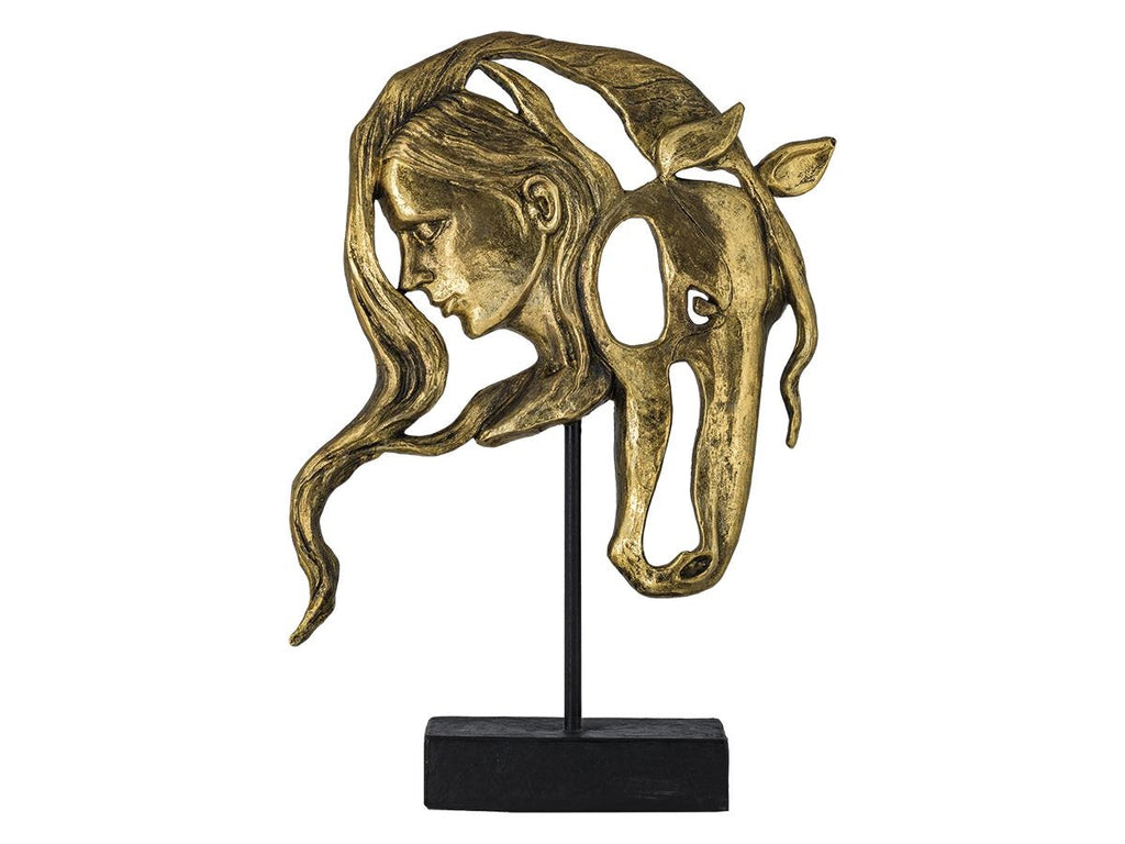 Sculpture Woman With Horse Opium Gold