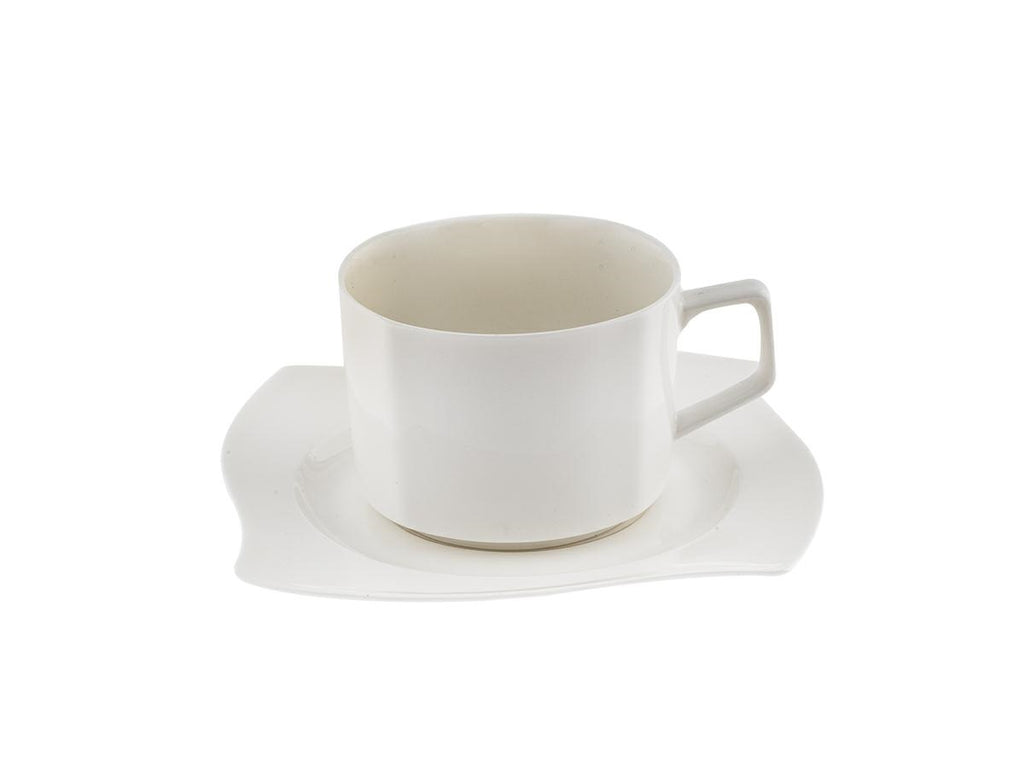 Set 6 Teacup With Plate New Bone China Onda