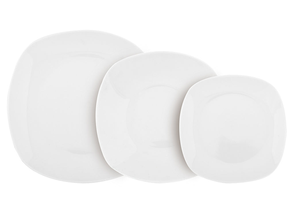 Servizio piatti porcellana Bianco quadrato- set da 6 completo