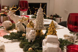 Coppia scoiattoli bianco oro con glitter Magia del Natale