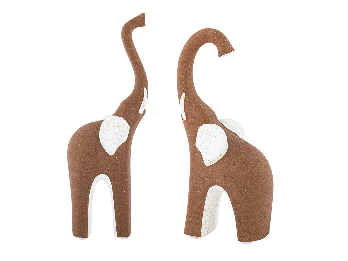 Set 2 Elephants Zafferano Terracotta Coloured